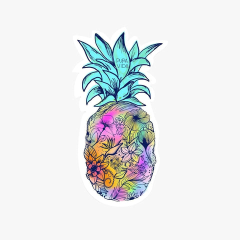 Pura Vida Floral Pineapple Sticker