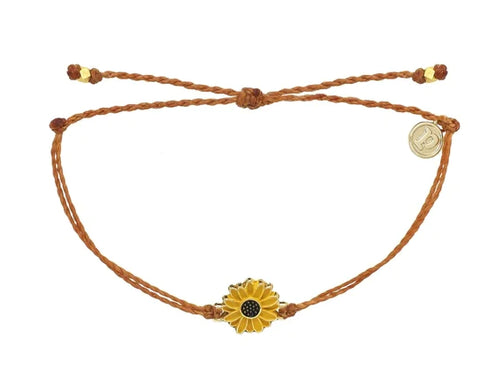 Pura Vida Gold Enamel Sunflower Bracelet